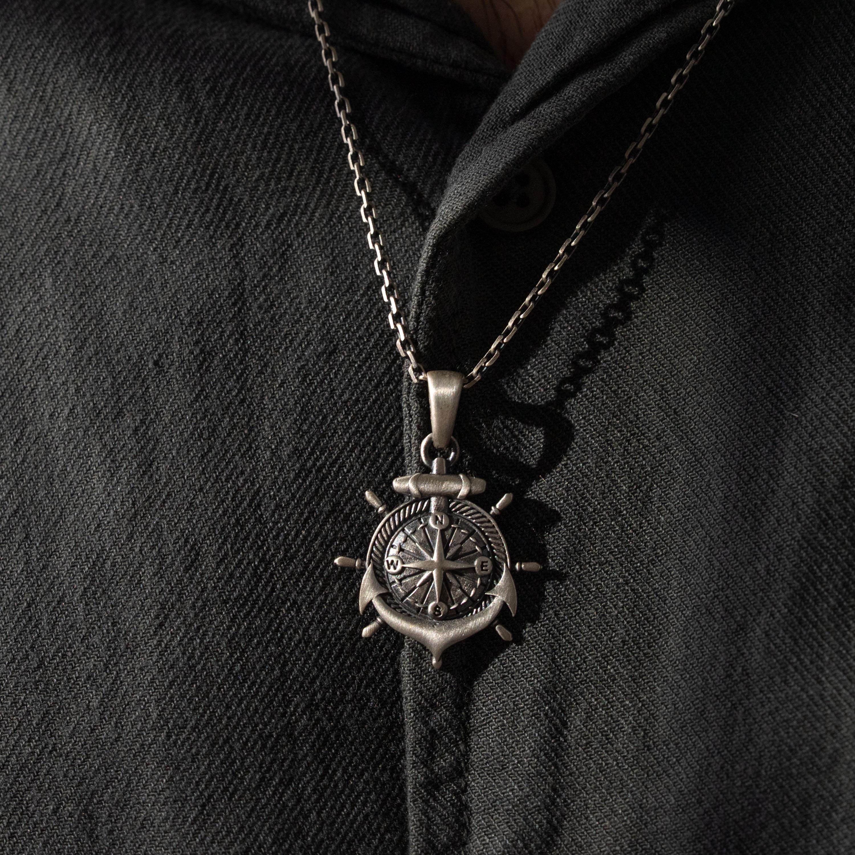 Anchor Compass 925 Sterling Silver Necklace