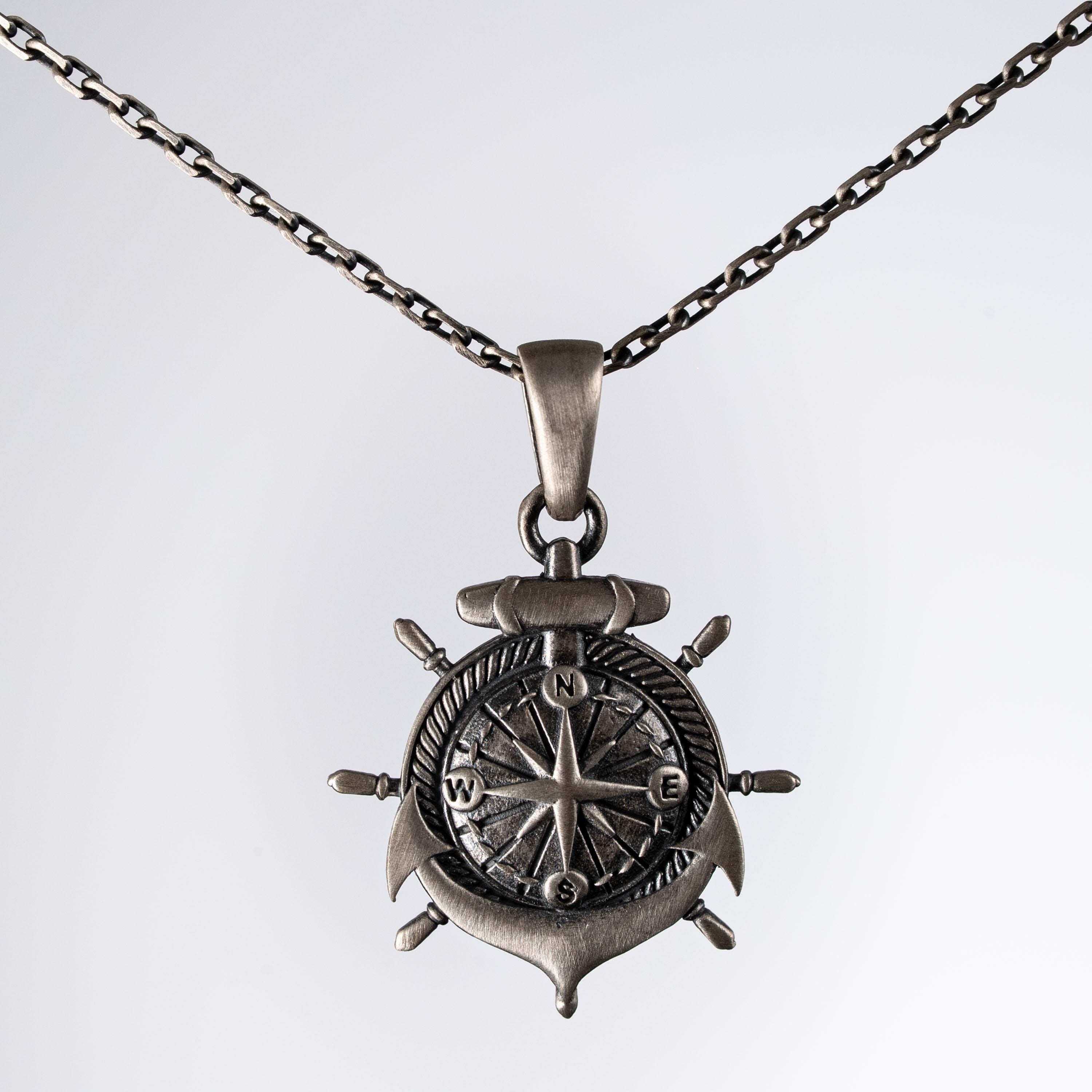 Anchor Compass 925 Sterling Silver Necklace