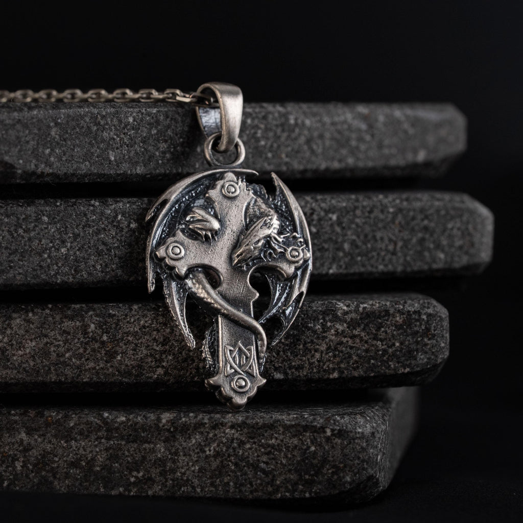 Dragon Cross 925 Sterling Silver Pendant