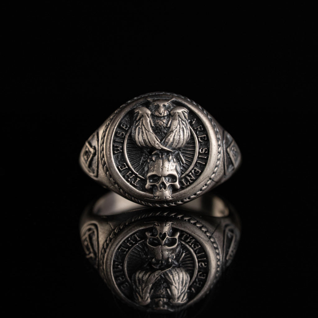 925 Sterling Silver Owl Skull Ring