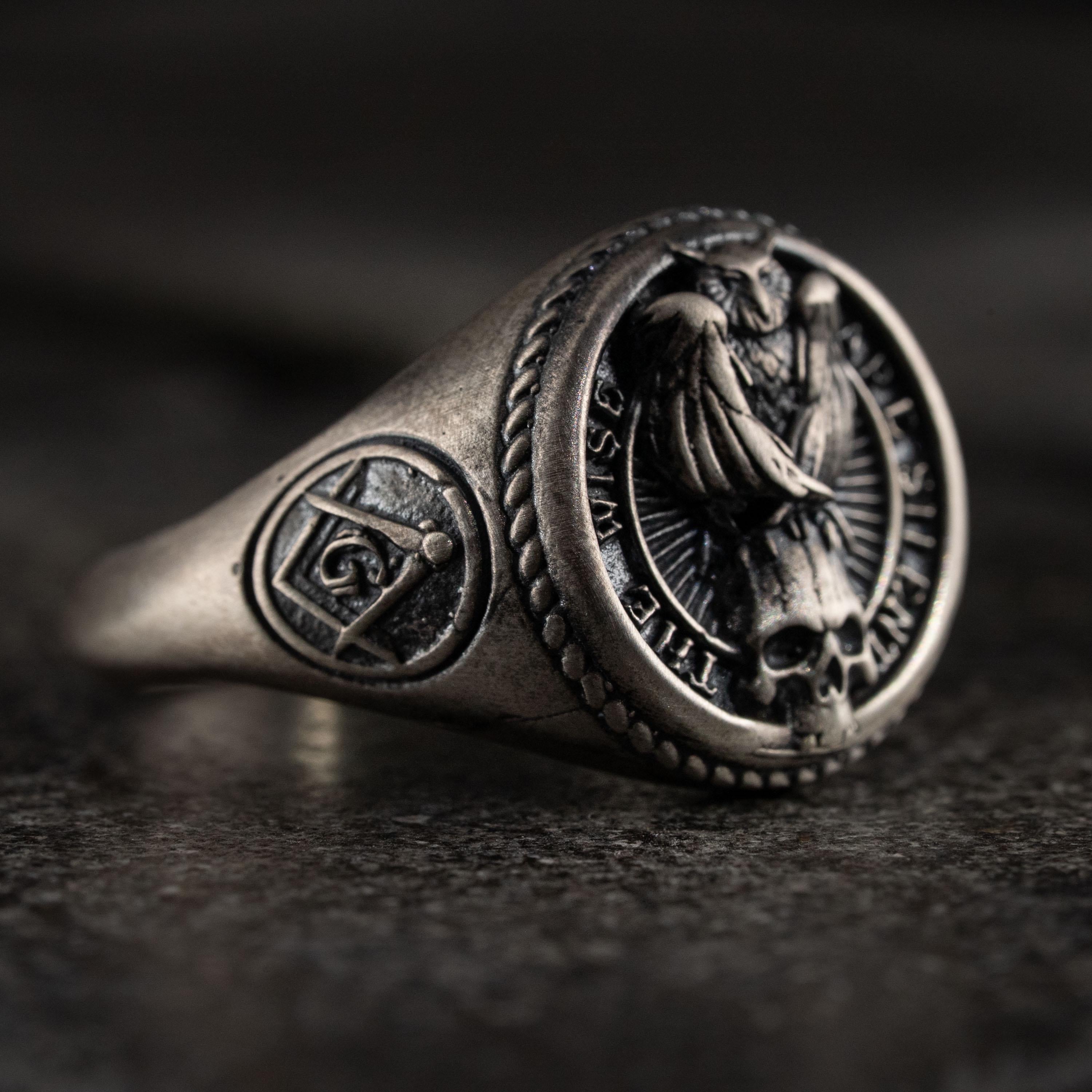 925 Sterling Silver Owl Skull Ring
