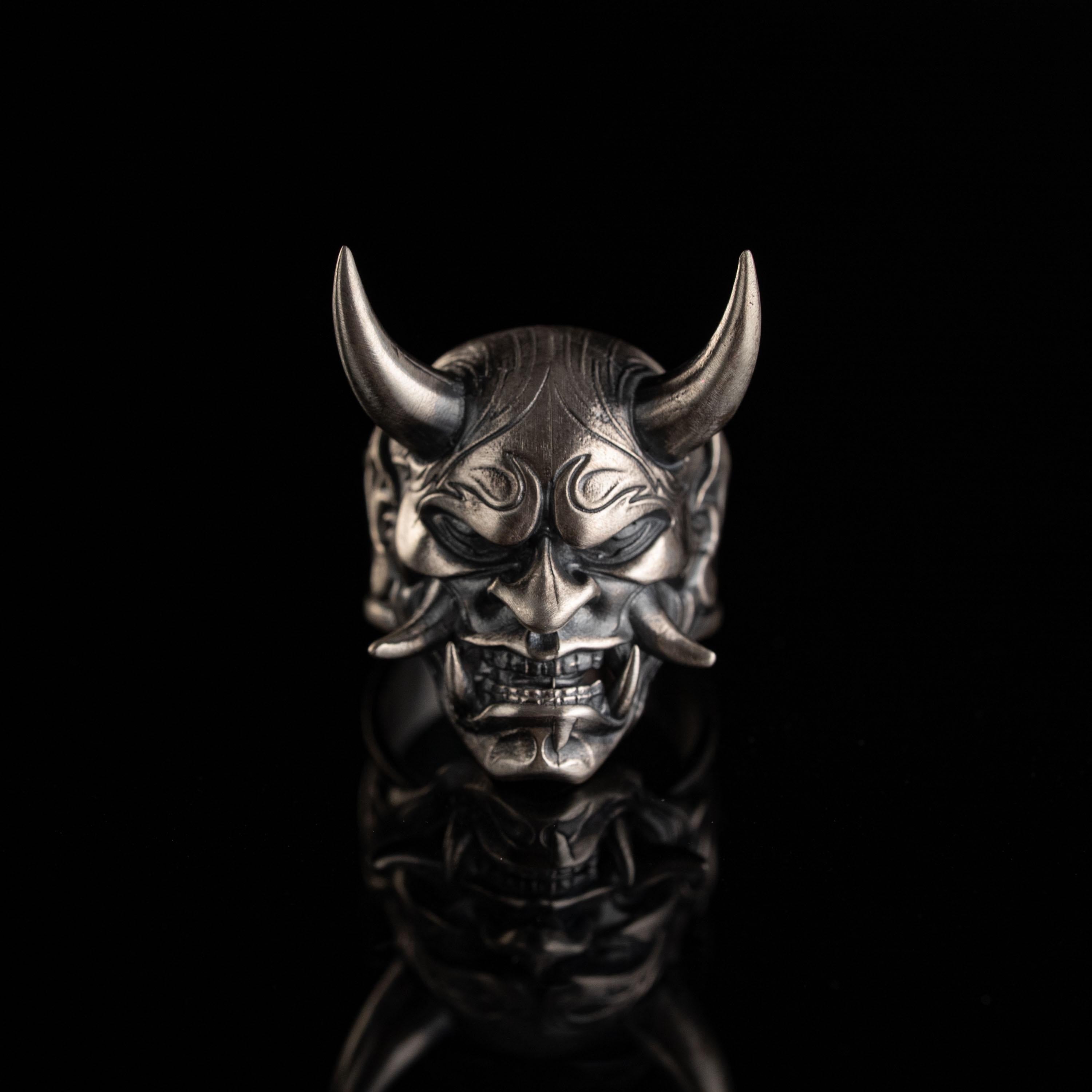 925 Sterling Silver Oni Mask Ring