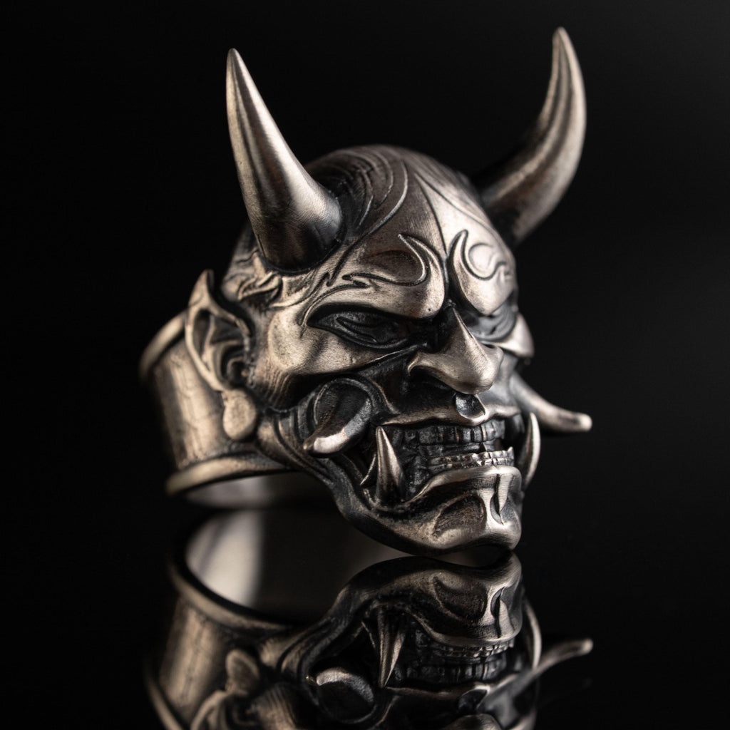 925 Sterling Silver Oni Mask Ring