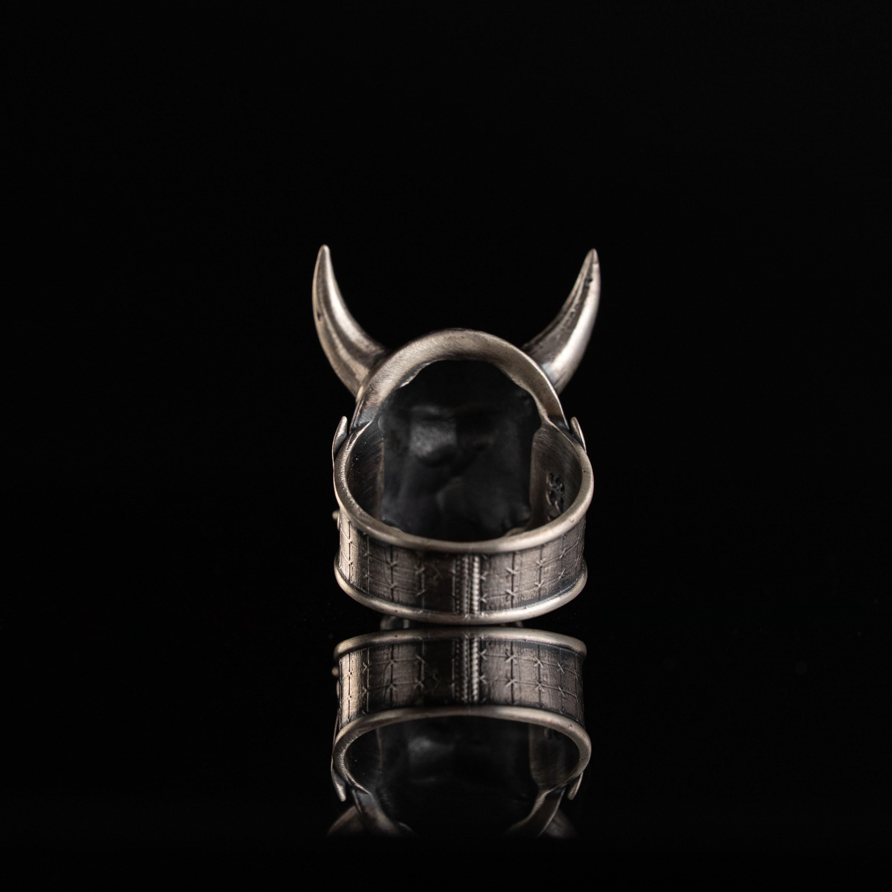 925 Sterling Silver Oni Mask Ring