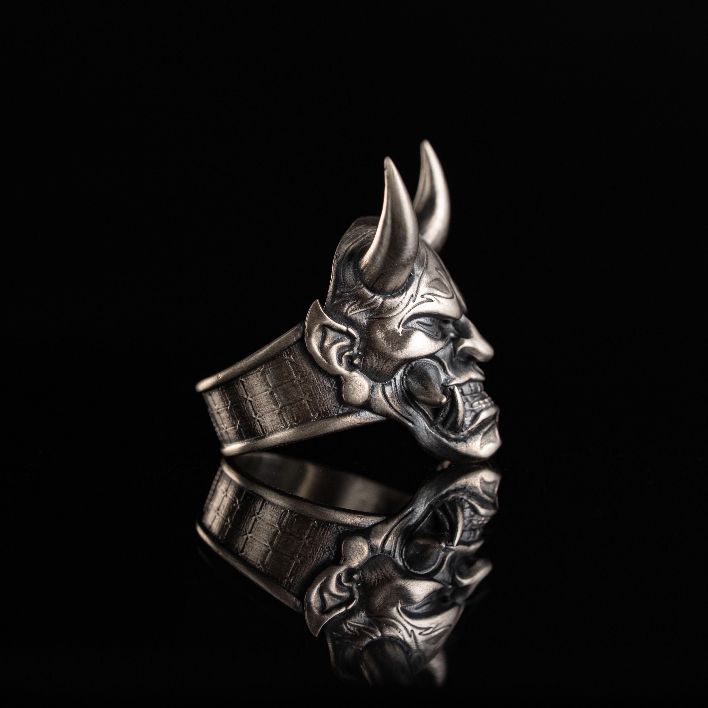 925 Sterling Silver Oni Mask Ring