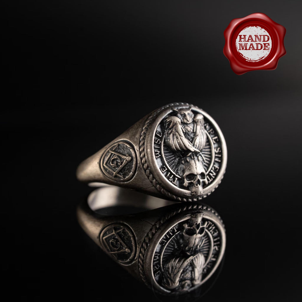 925 Sterling Silver Owl Skull Ring