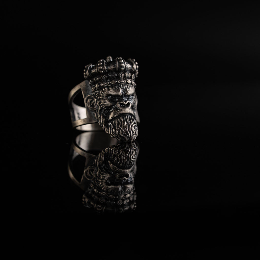 925 Sterling Silver Gorilla King Ring