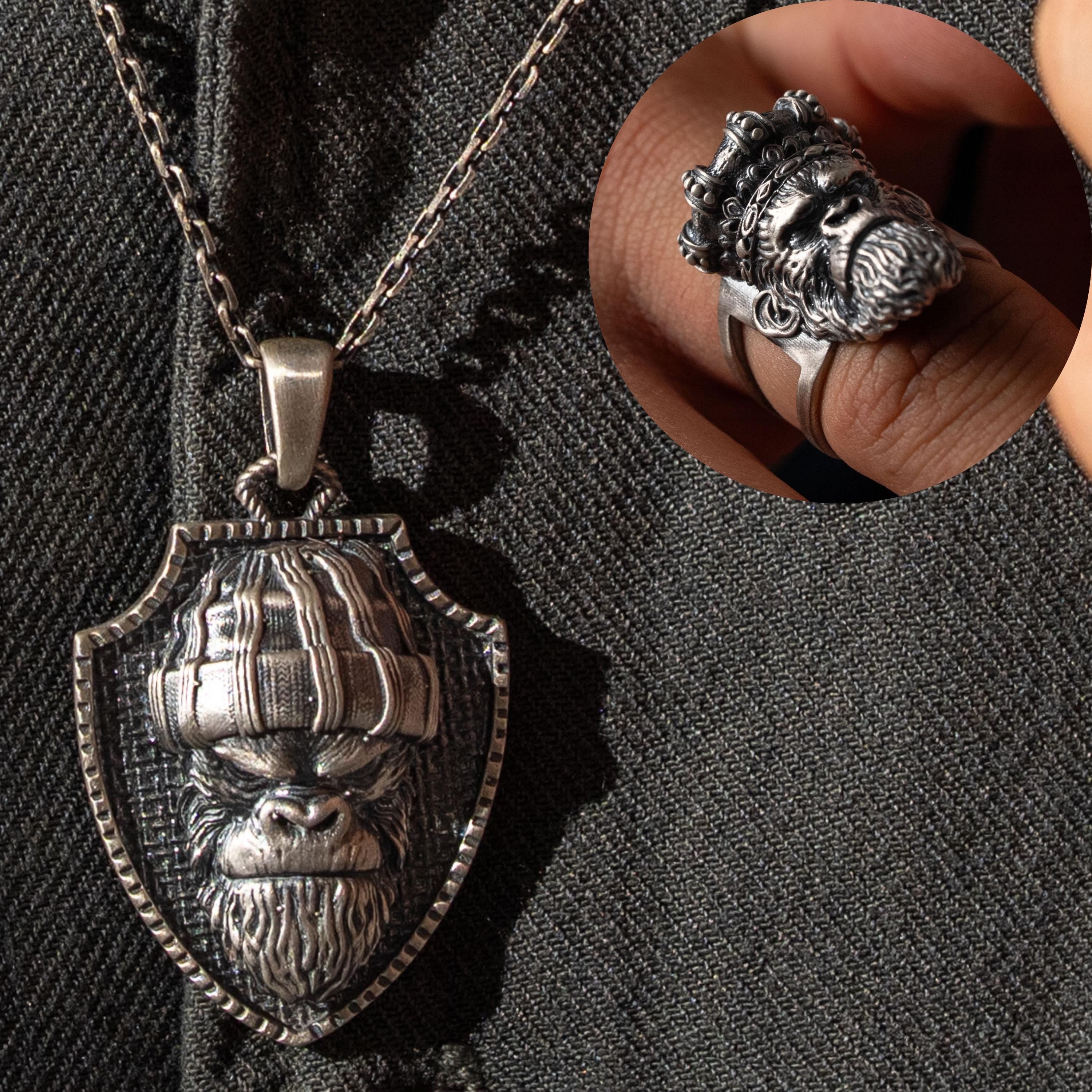 925 Sterling Silver Gorilla King Ring