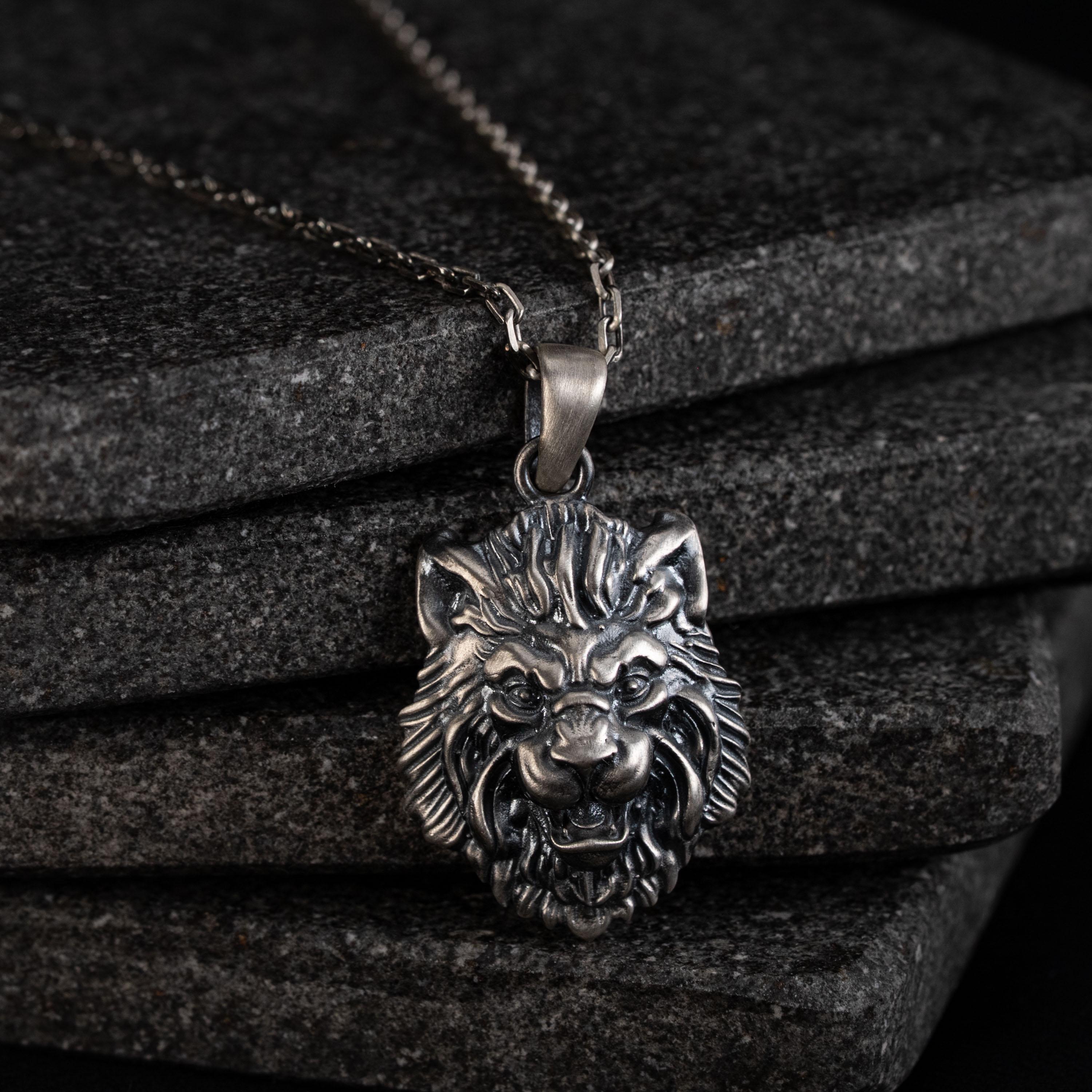 Lion Head 925 Sterling Silver Necklace