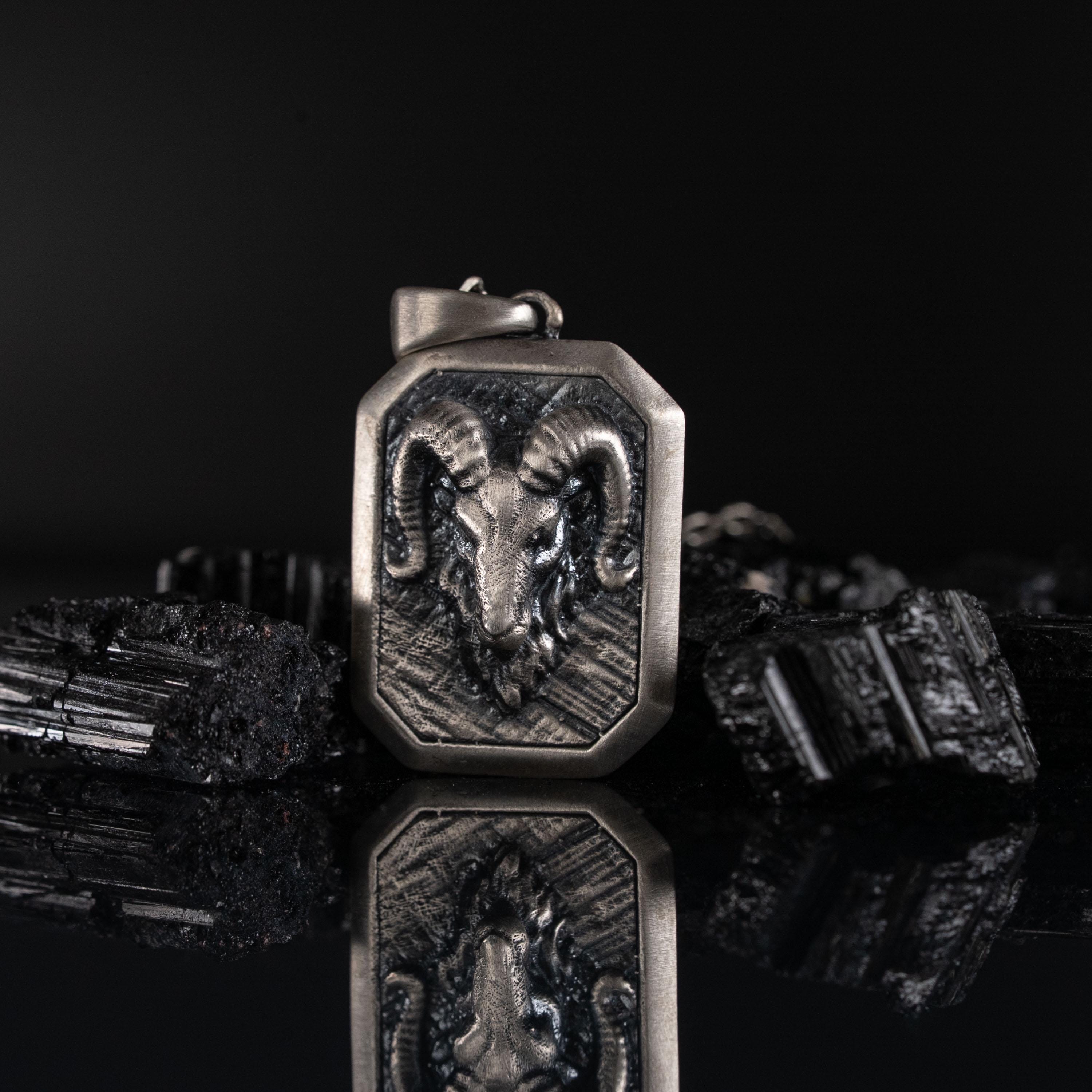 Ram Skull Sterling Silver Necklace