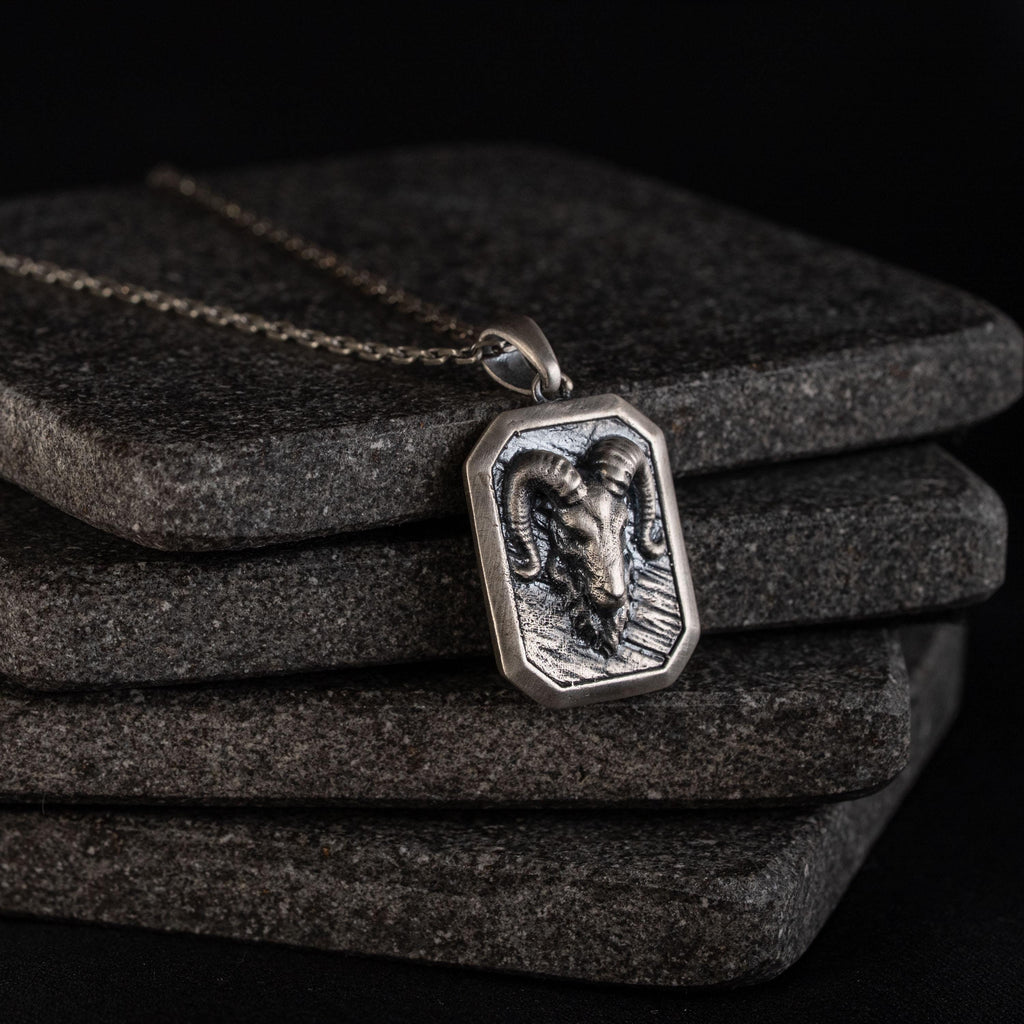 Ram Skull Sterling Silver Necklace