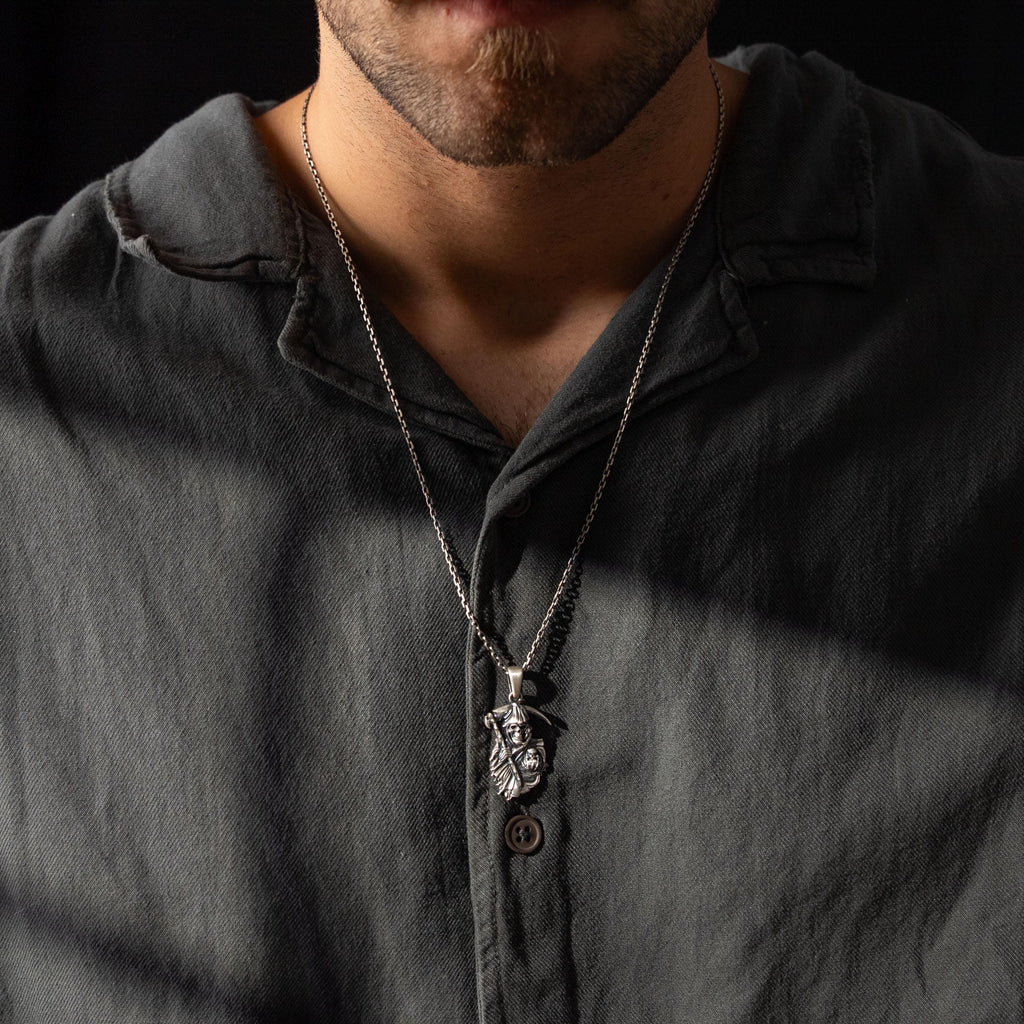 Grim Reaper 925 Sterling Silver Necklace