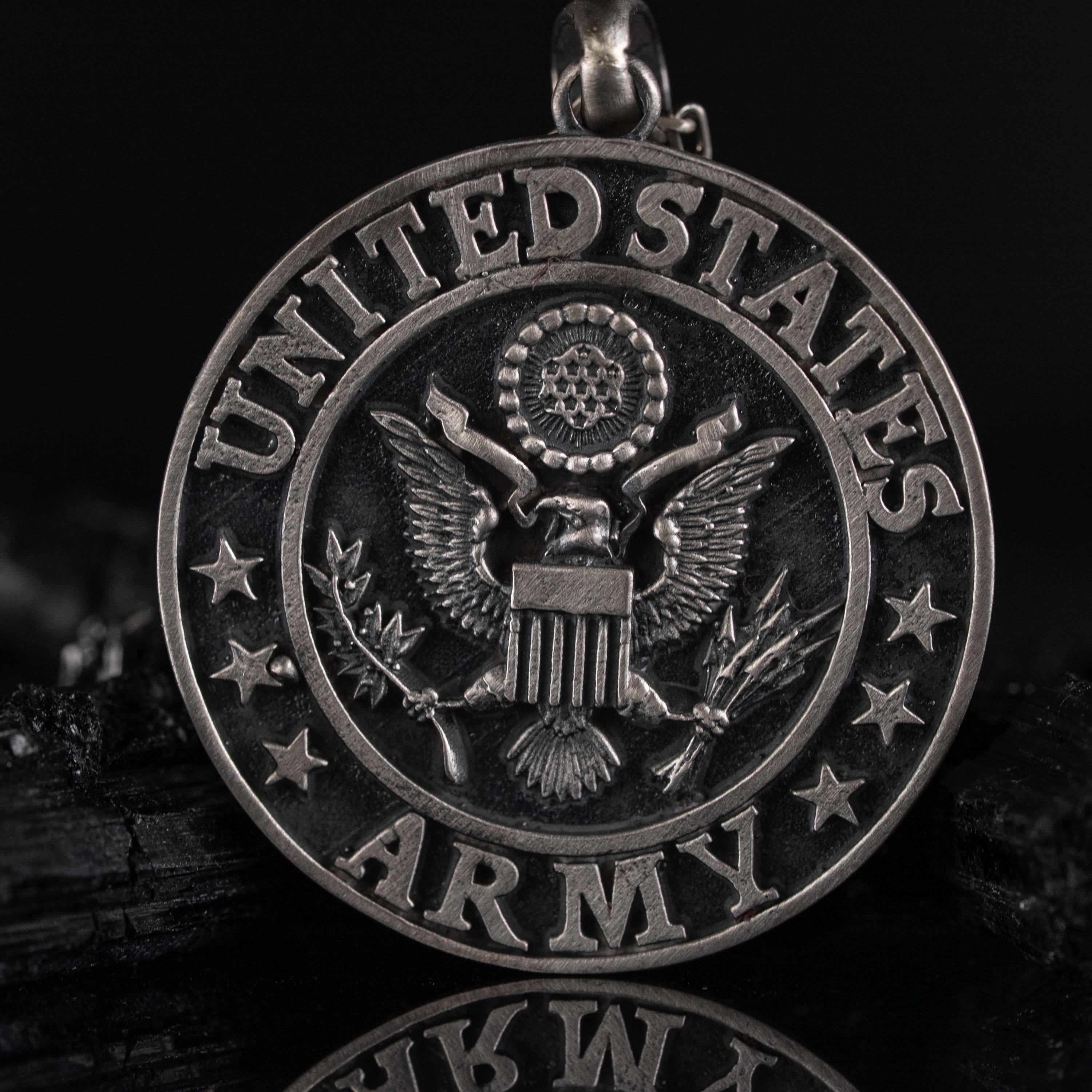 US Army 925 Sterling Silver Handmade Pendant