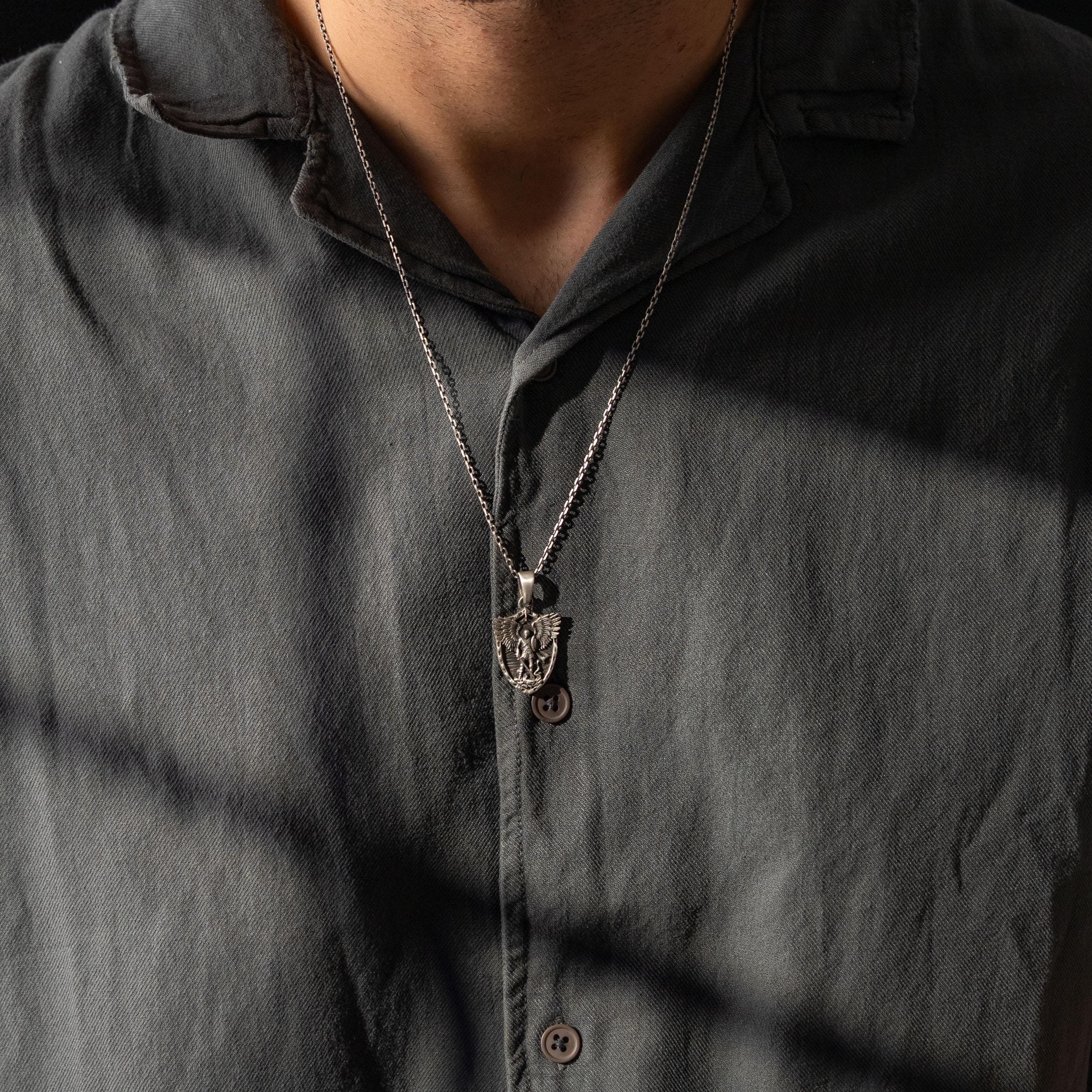 St. Michael Archangel Shield 925 Sterling Silver Necklace