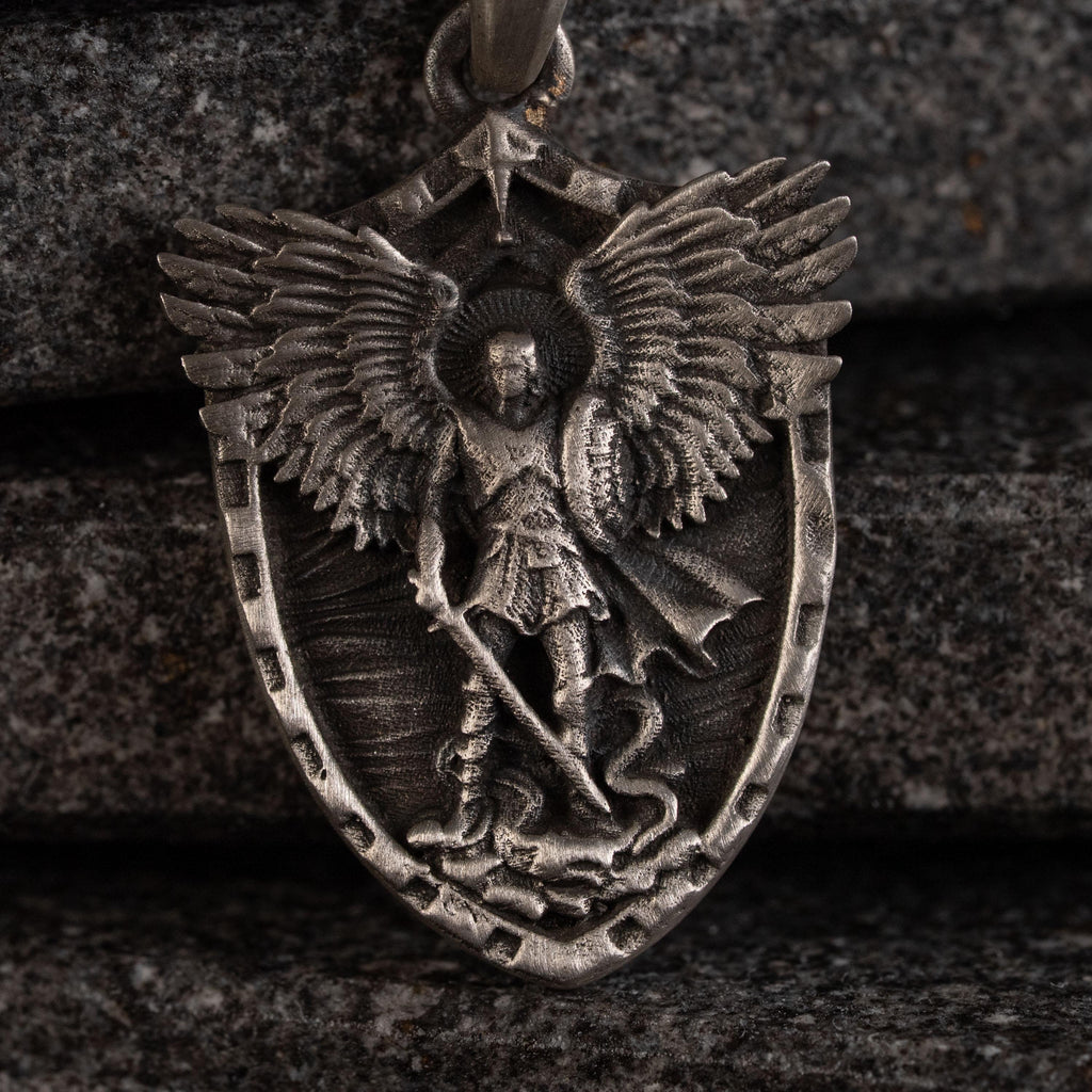 St. Michael Archangel Shield 925 Sterling Silver Necklace