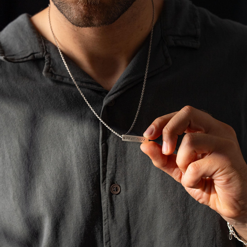 Personalized 925 Sterling Silver Bar Necklace