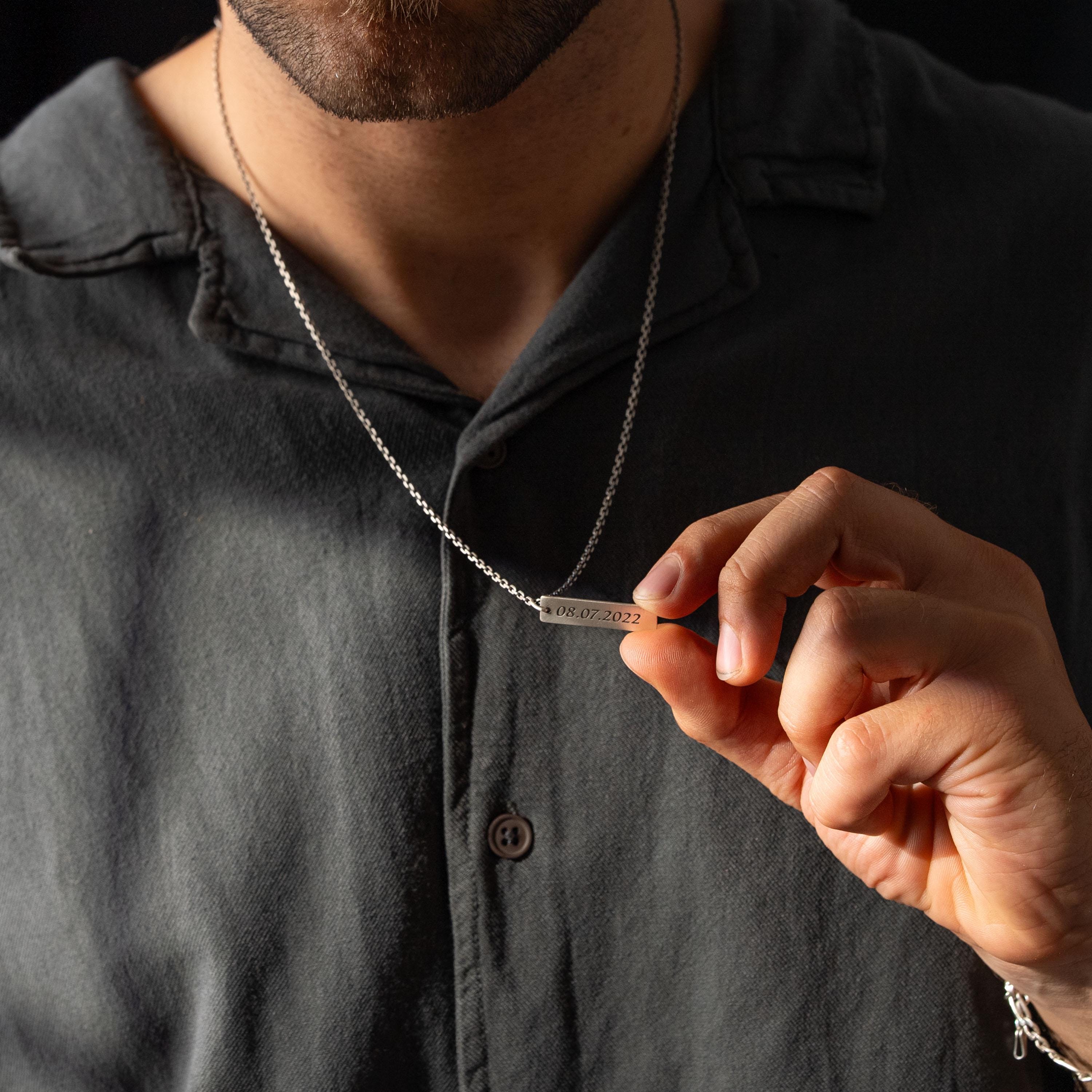 Personalized 925 Sterling Silver Bar Necklace