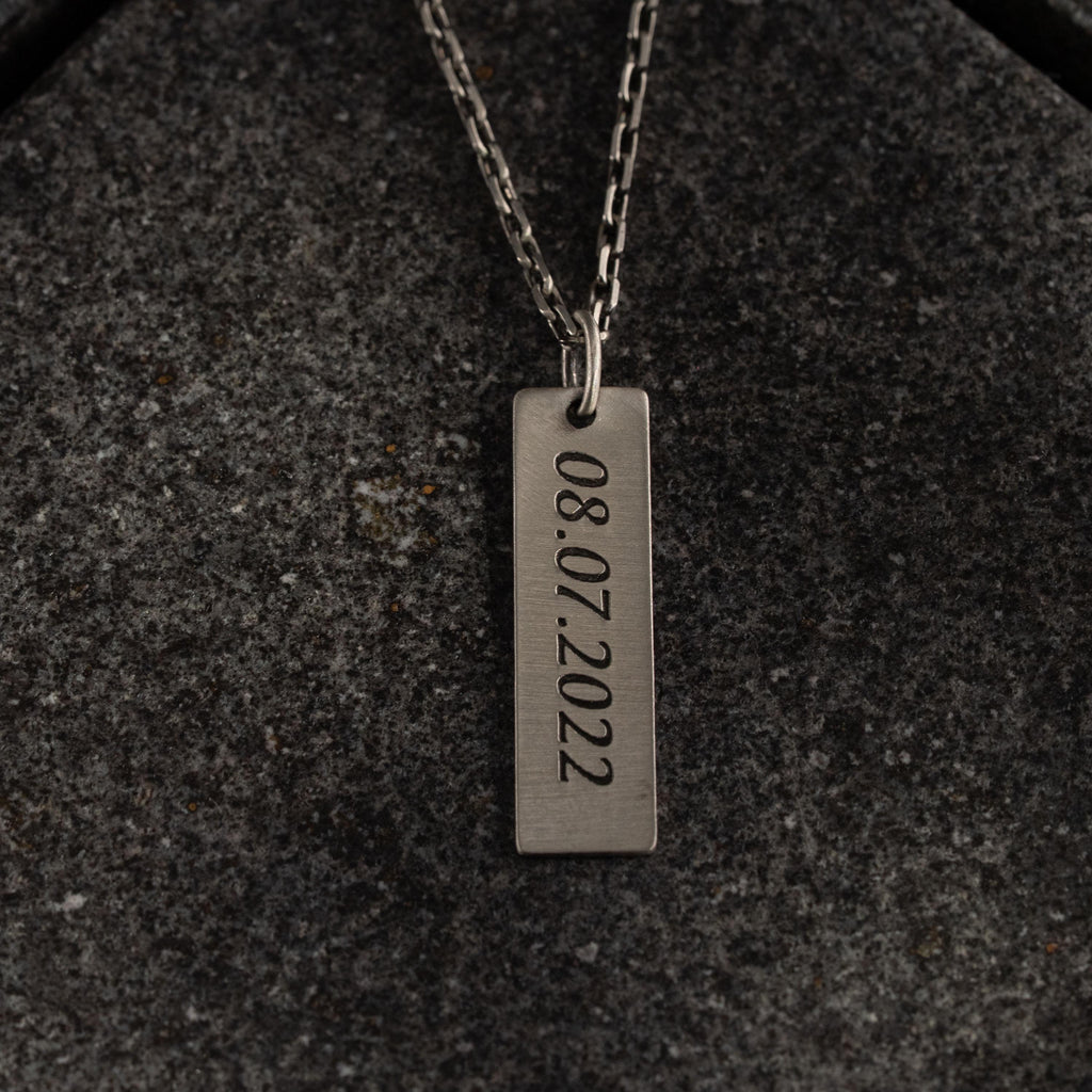 Personalized 925 Sterling Silver Bar Necklace