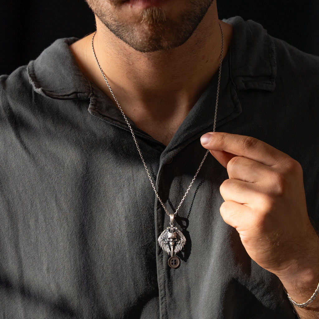 Gothic Skull Sword  925 Sterling Silver Pendant