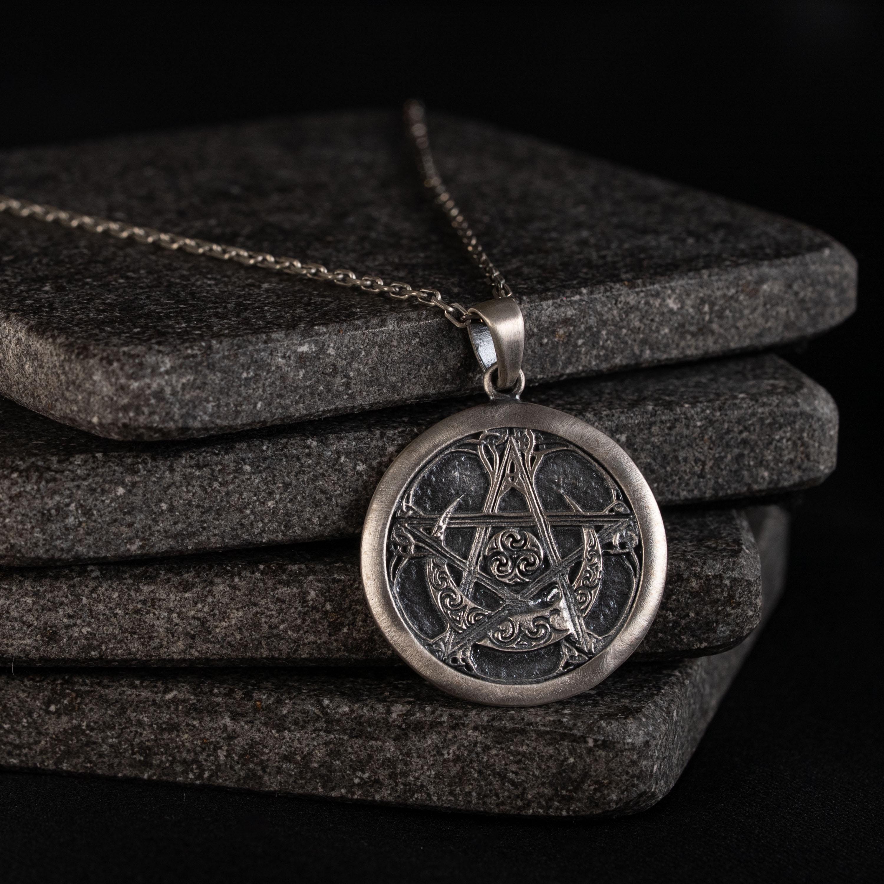 Pentagram Handcrafted Unisex 925 Sterling Silver  Necklace