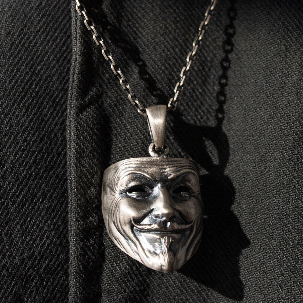 Anonymous Mask Pendant Necklace