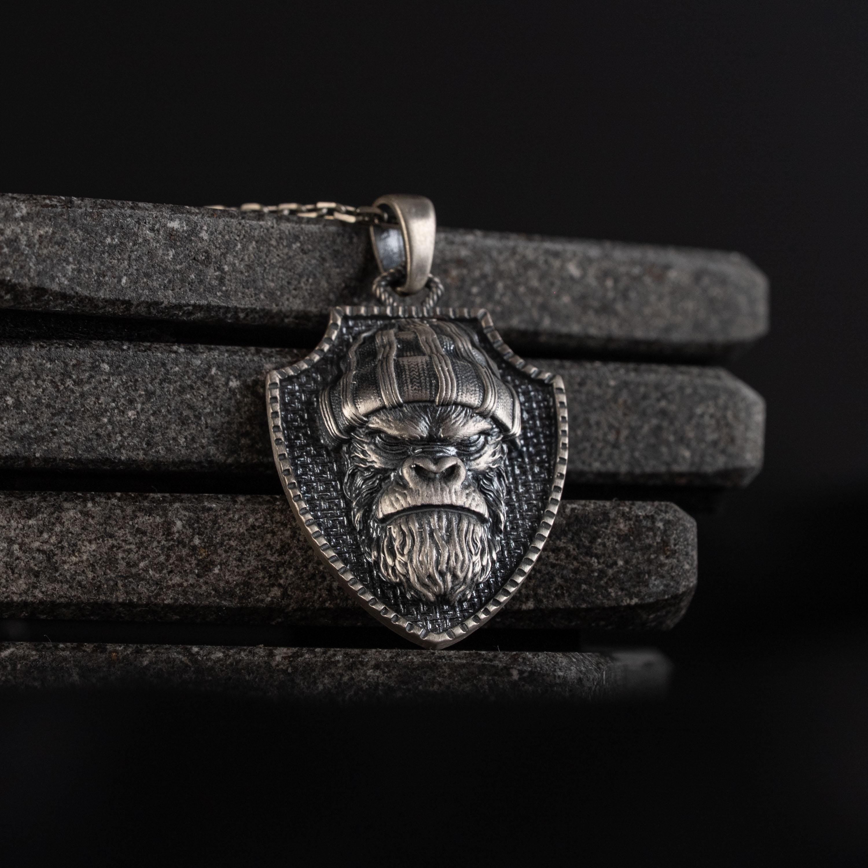 Angry Gorilla 925 Sterling Silver Necklace