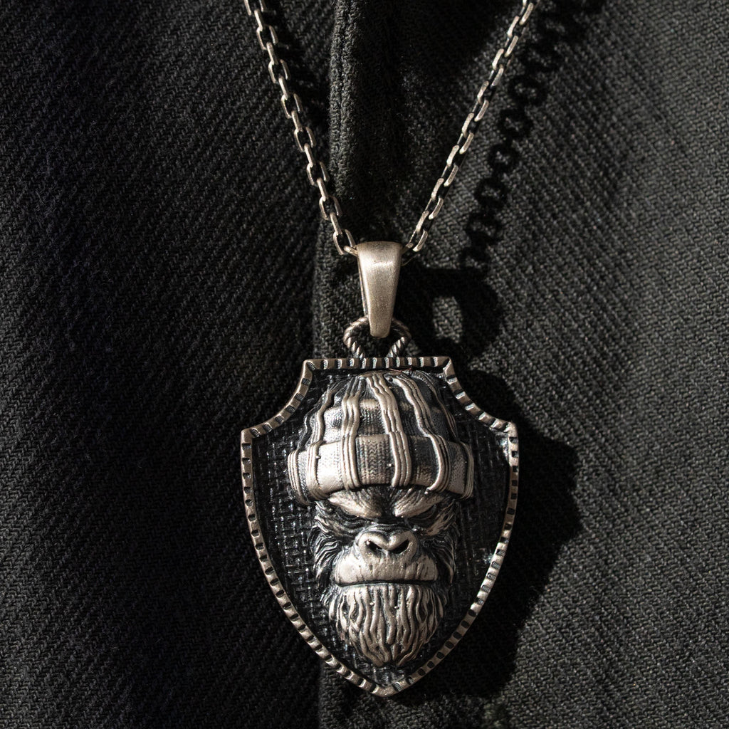Angry Gorilla 925 Sterling Silver Necklace