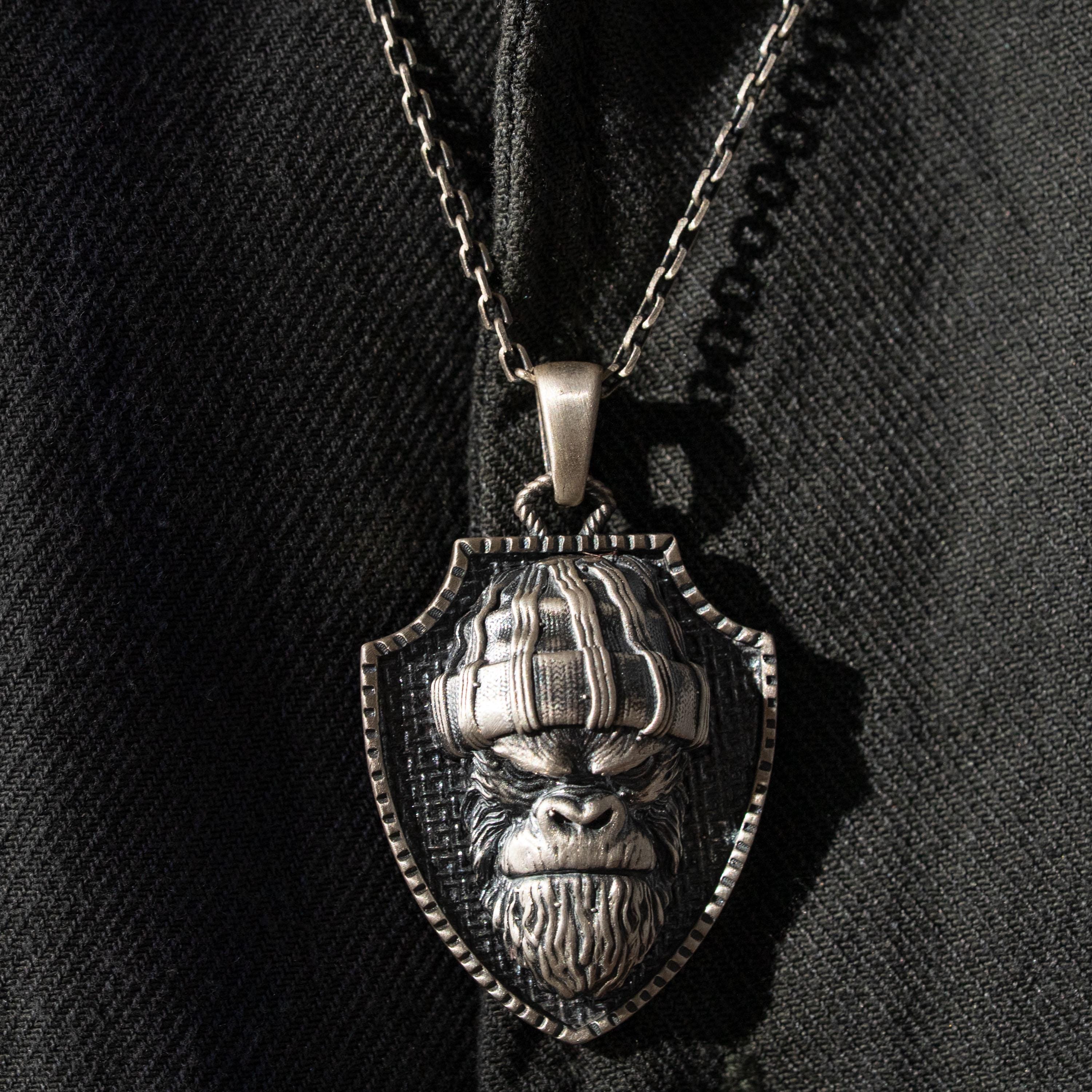 Angry Gorilla 925 Sterling Silver Necklace