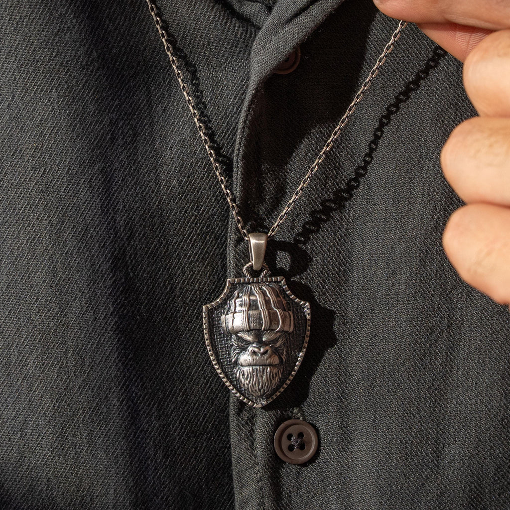 Angry Gorilla 925 Sterling Silver Necklace