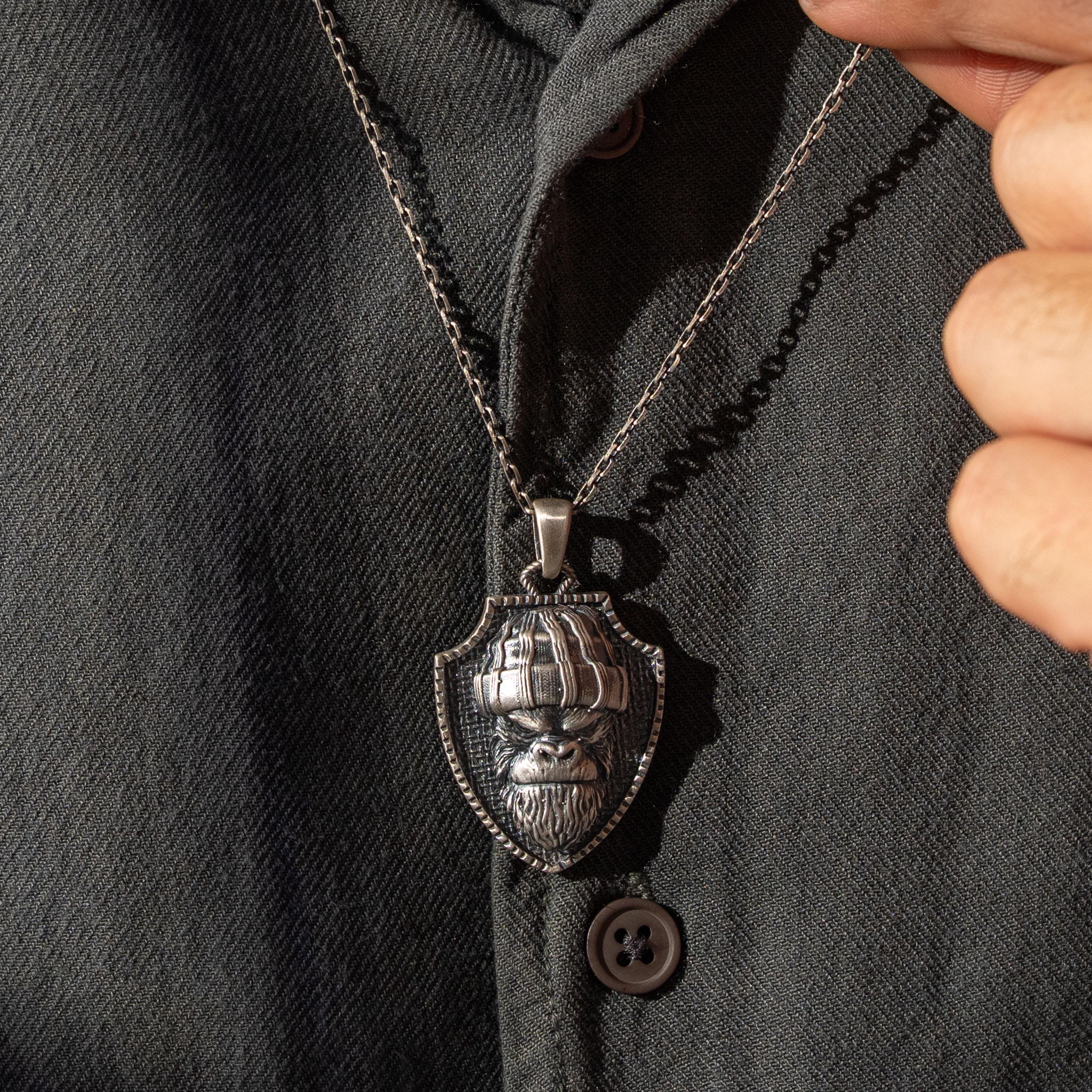 Angry Gorilla 925 Sterling Silver Necklace