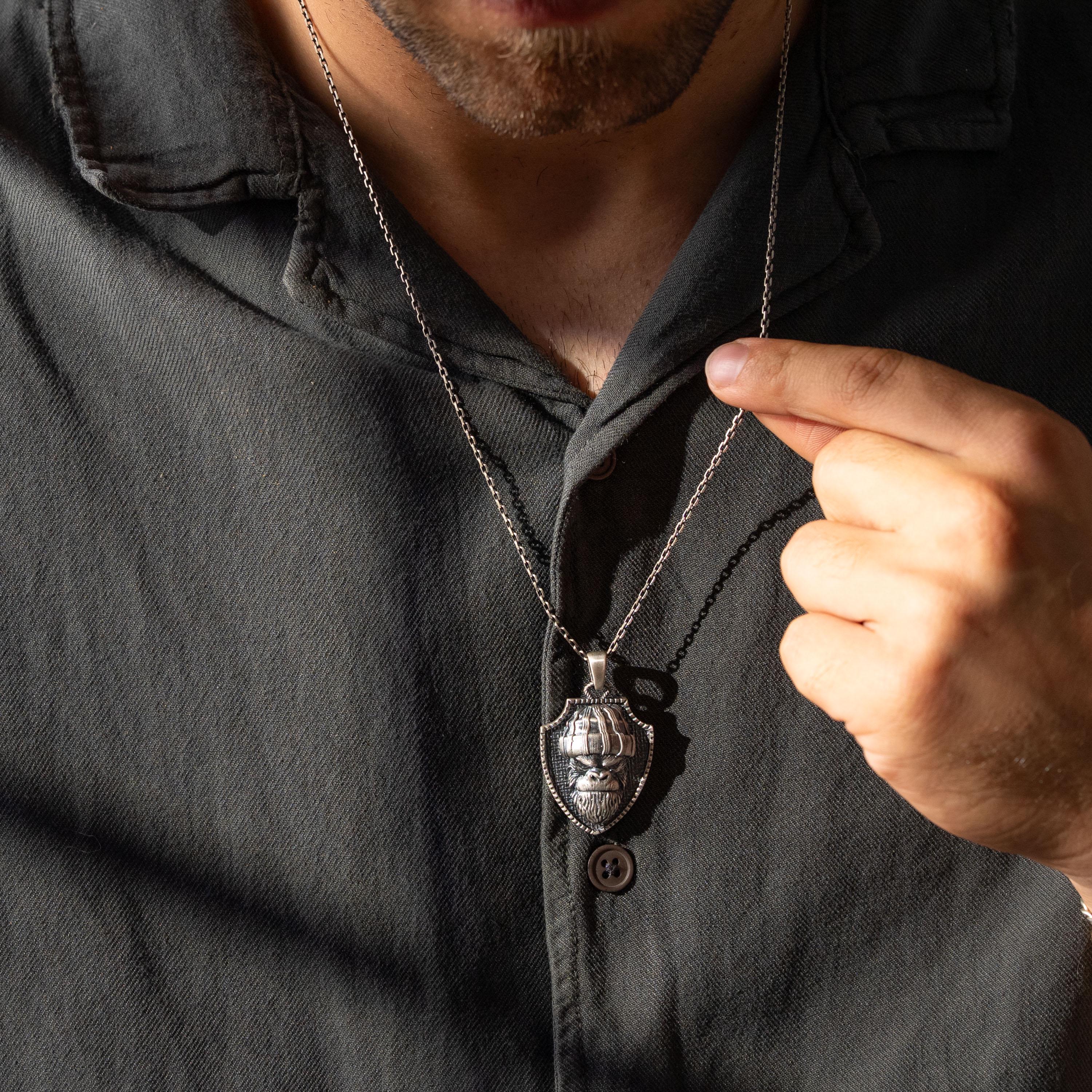 Angry Gorilla 925 Sterling Silver Necklace