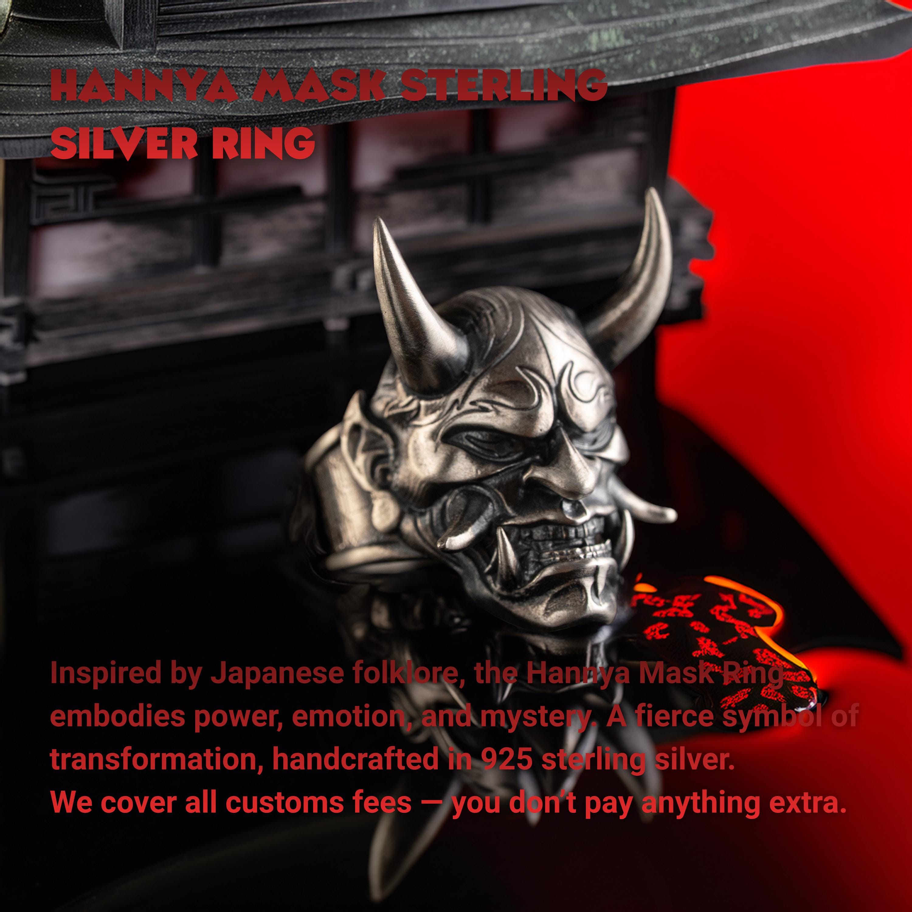 925 Sterling Silver Oni Mask Ring