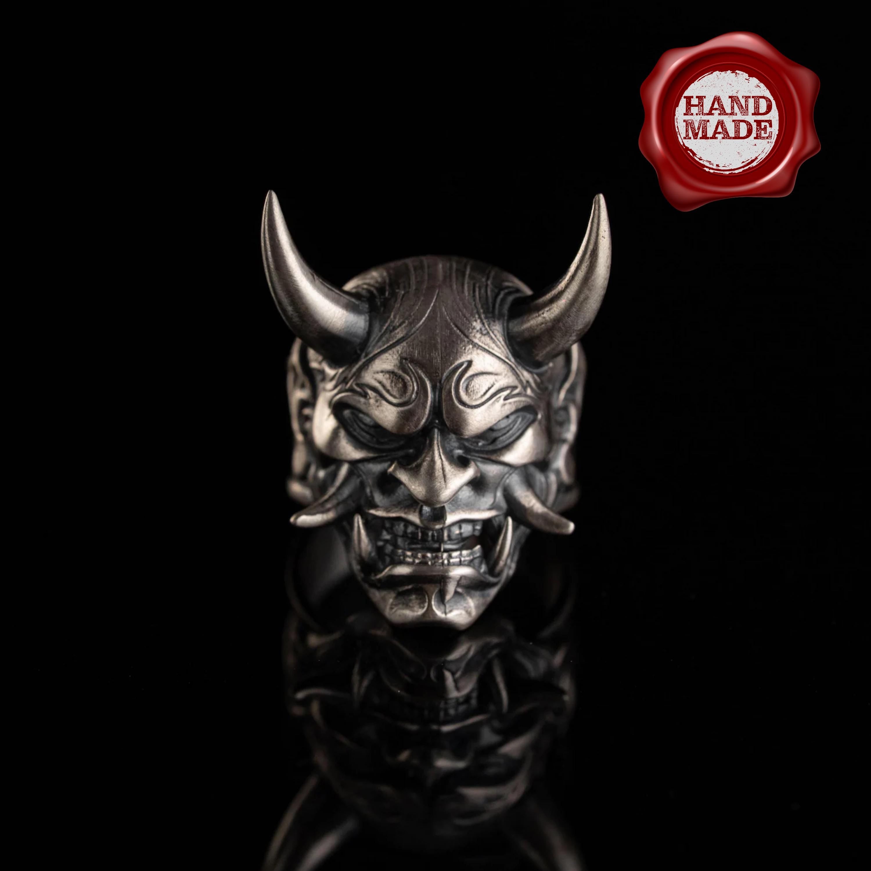 925 Sterling Silver Oni Mask Ring