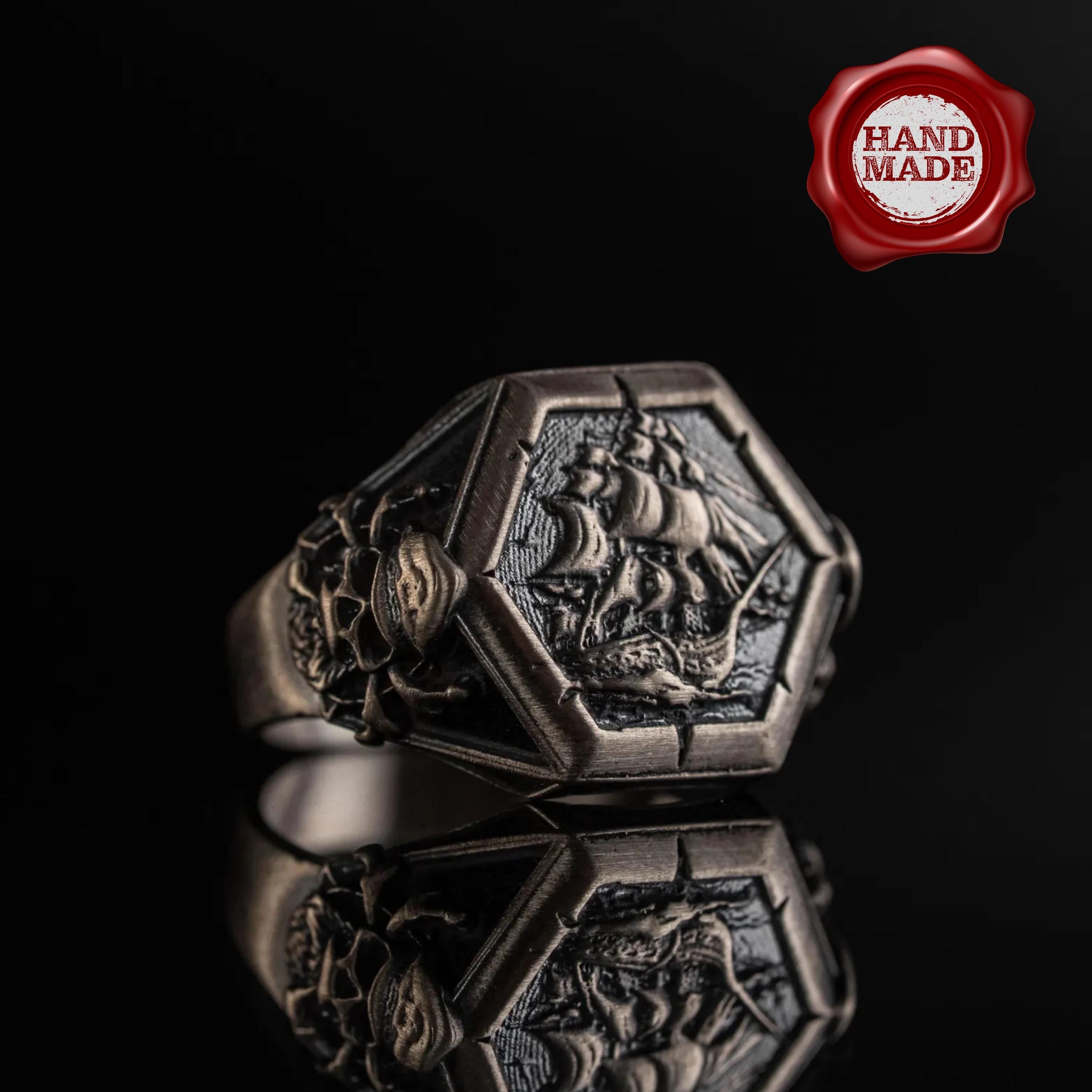 Viking Pirate Sailboat 925 Sterling Silver Ring