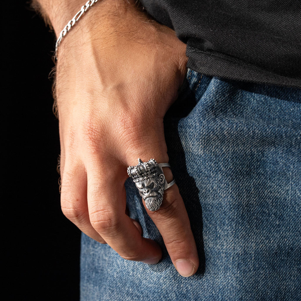 925 Sterling Silver Gorilla King Ring