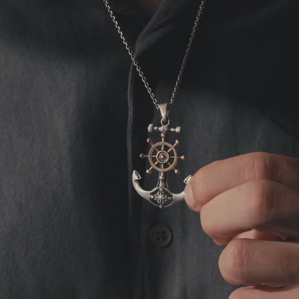 Anchor Ship Cross 925 Sterling Silver Pendant