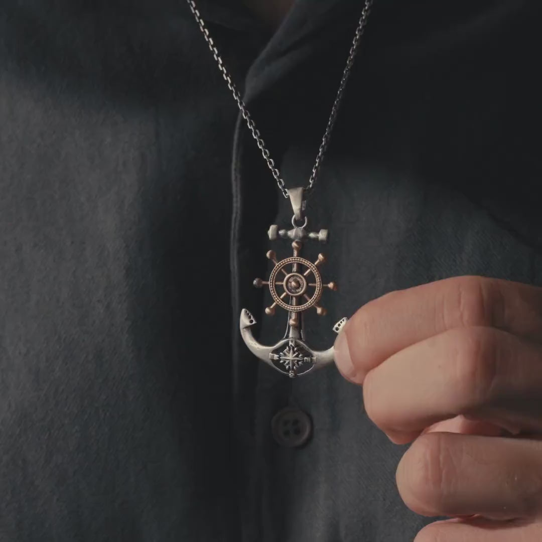 Anchor Ship Cross 925 Sterling Silver Pendant