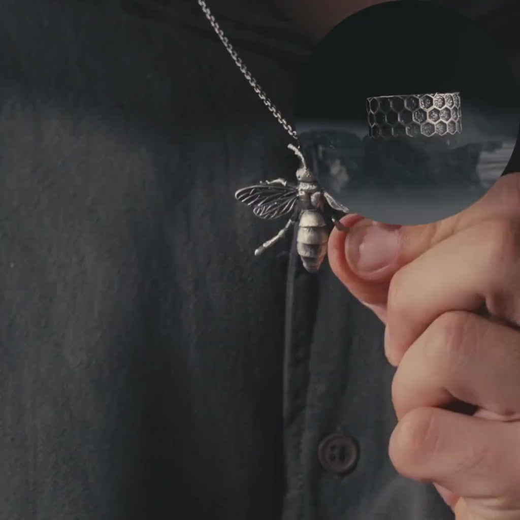 Queen Bee Necklace & Honeycomb Ring