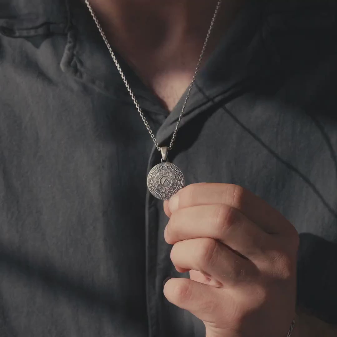 Spartan Shield 925 Sterling Silver Necklace