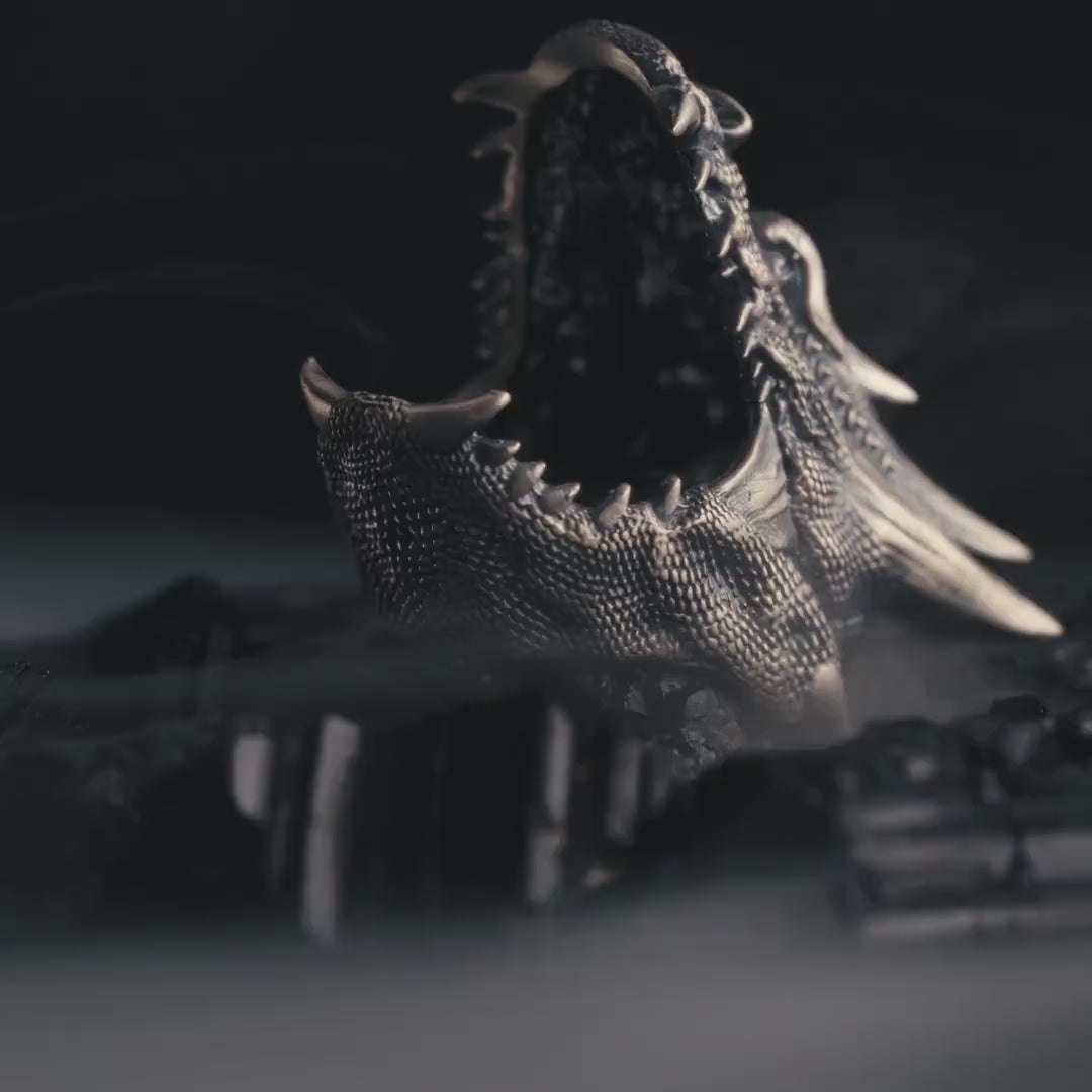 925 Sterling Silver Dragon Head Ring for Men