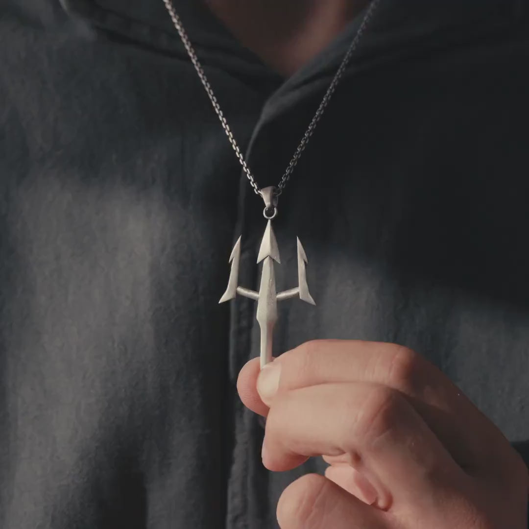 Trident of Poseidon 925 Sterling Silver Pendant
