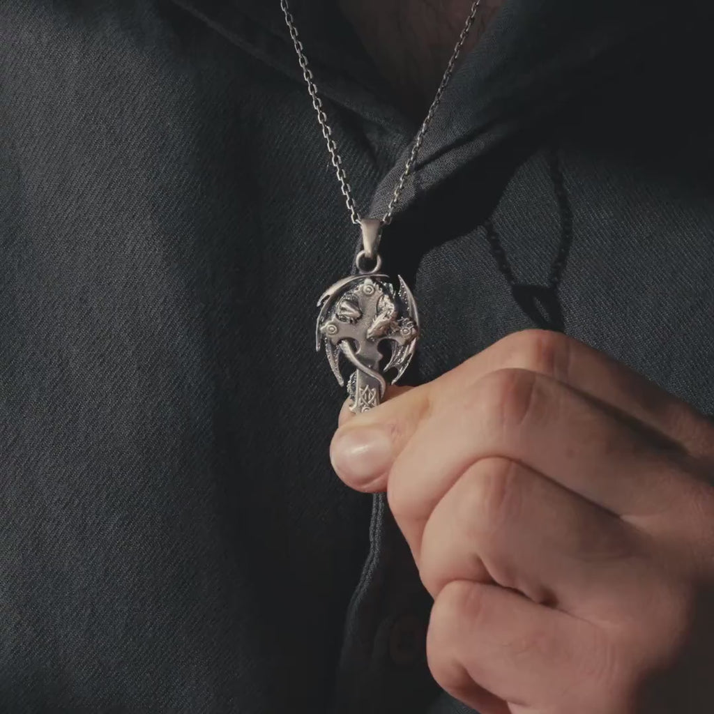 Dragon Cross 925 Sterling Silver Pendant