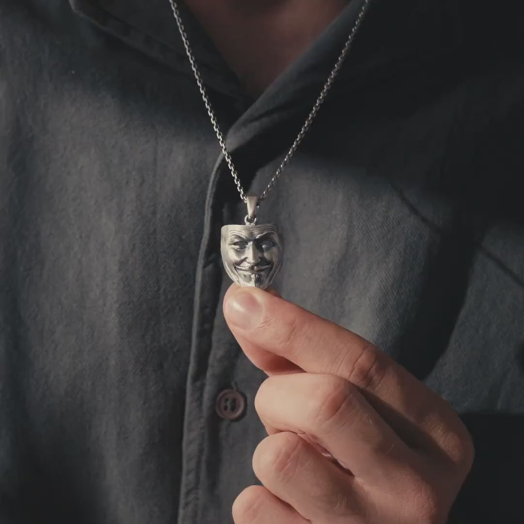 Anonymous Mask Pendant Necklace