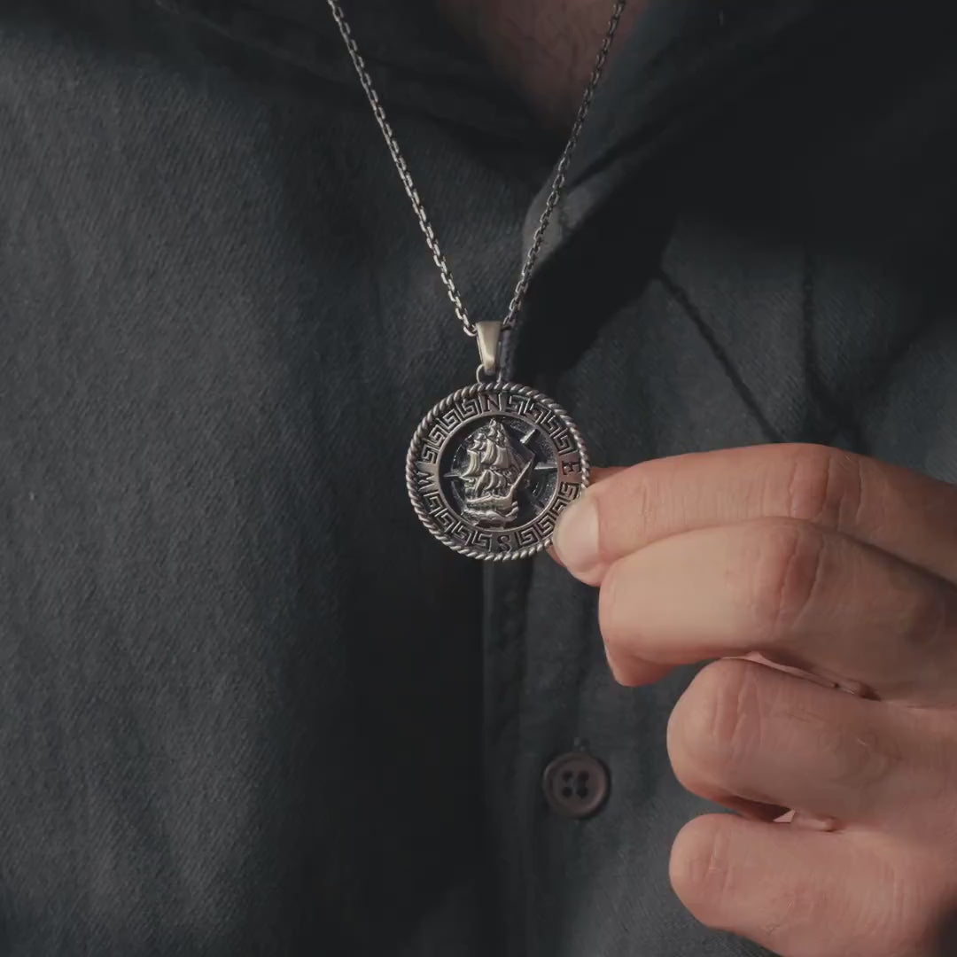 Ship 925 Sterling Silver Pendant