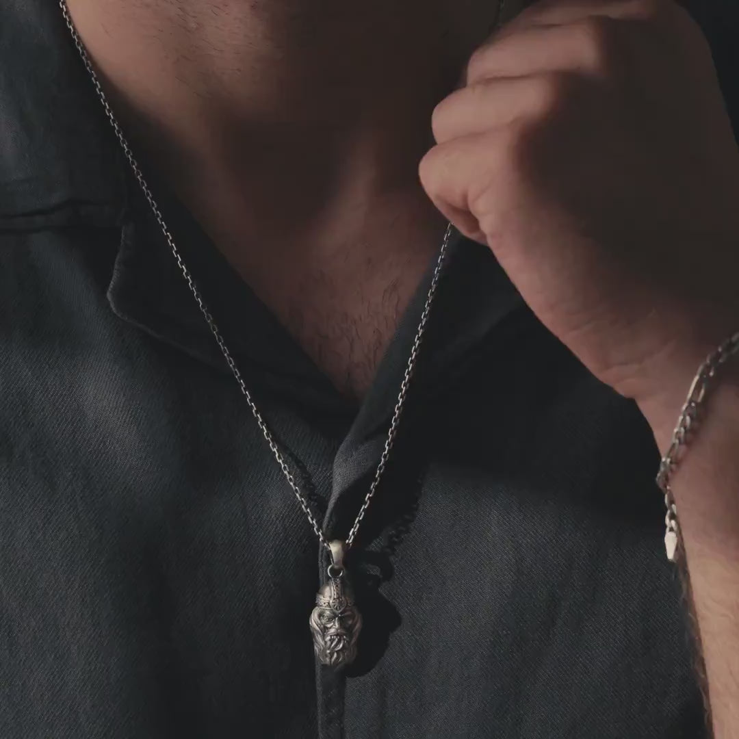 Viking Odin Head Necklace