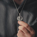 Gothic Skull Sword 925 Sterling Silver Pendant Necklace