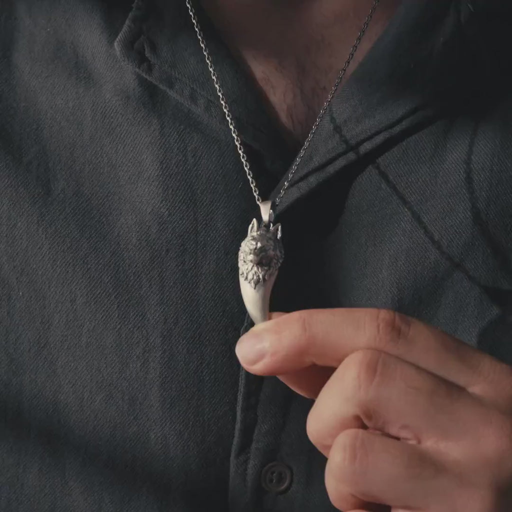 Wolf Tooth 925 Sterling Silver Pendant Necklace