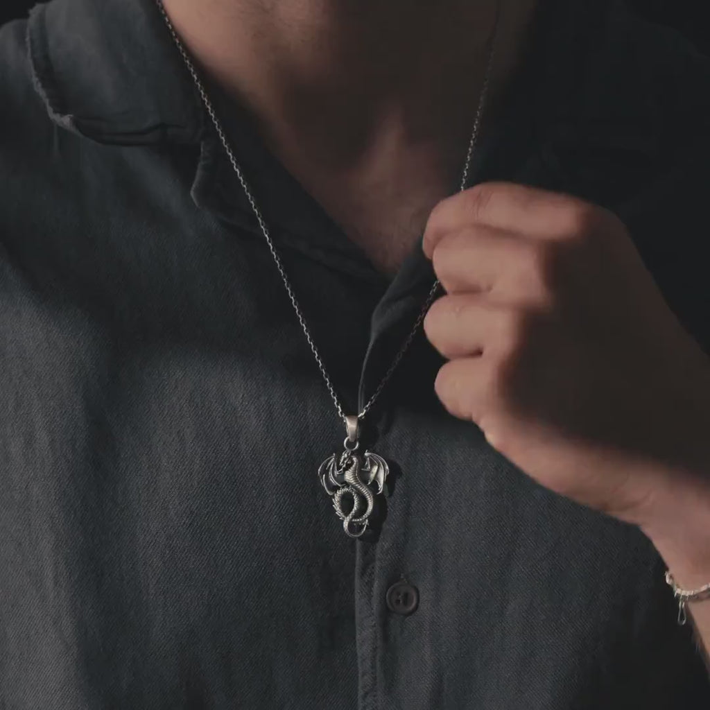 Dragon 925 Sterling Silver Pendant Necklace