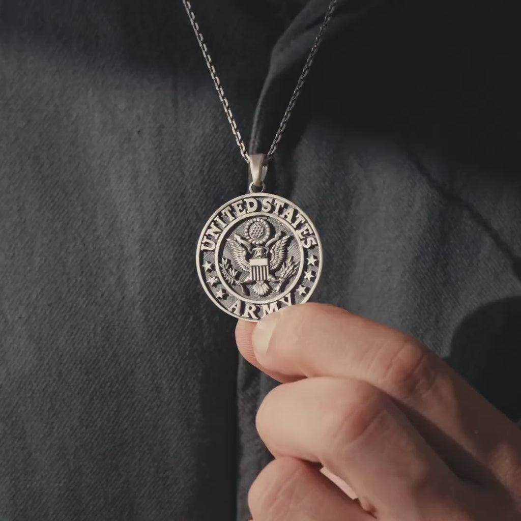 US Army 925 Sterling Silver Handmade Pendant Necklace
