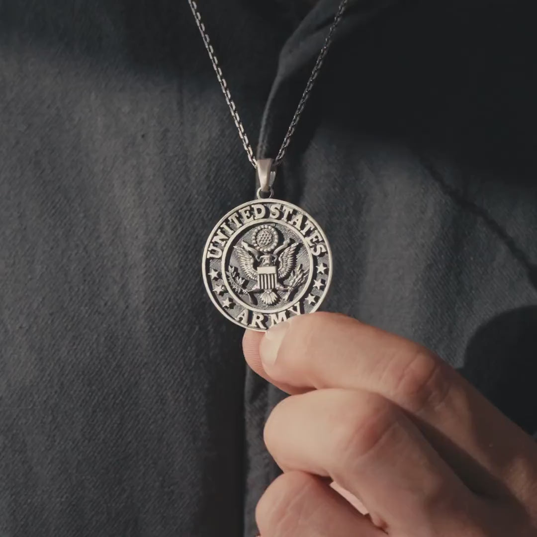 US Army 925 Sterling Silver Handmade Pendant Necklace